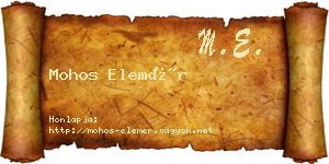 Mohos Elemér névjegykártya